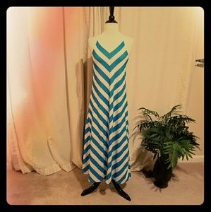 Girls Turquoise Chevron Maxi Dress